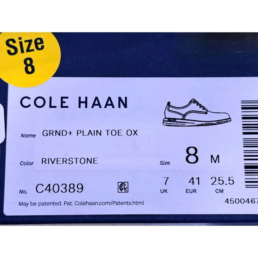 Cole Haan Grand+‎ Plain Toe Oxford Riverstone Leather Shoes Mens 8 C40389 NEW